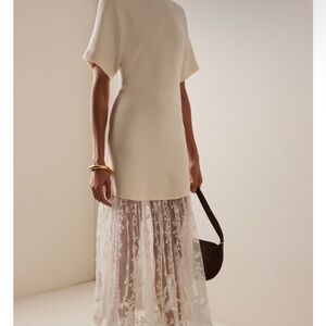 Sea New York Cream Midi Dress with Lace Skirt NEW WITH TAGS